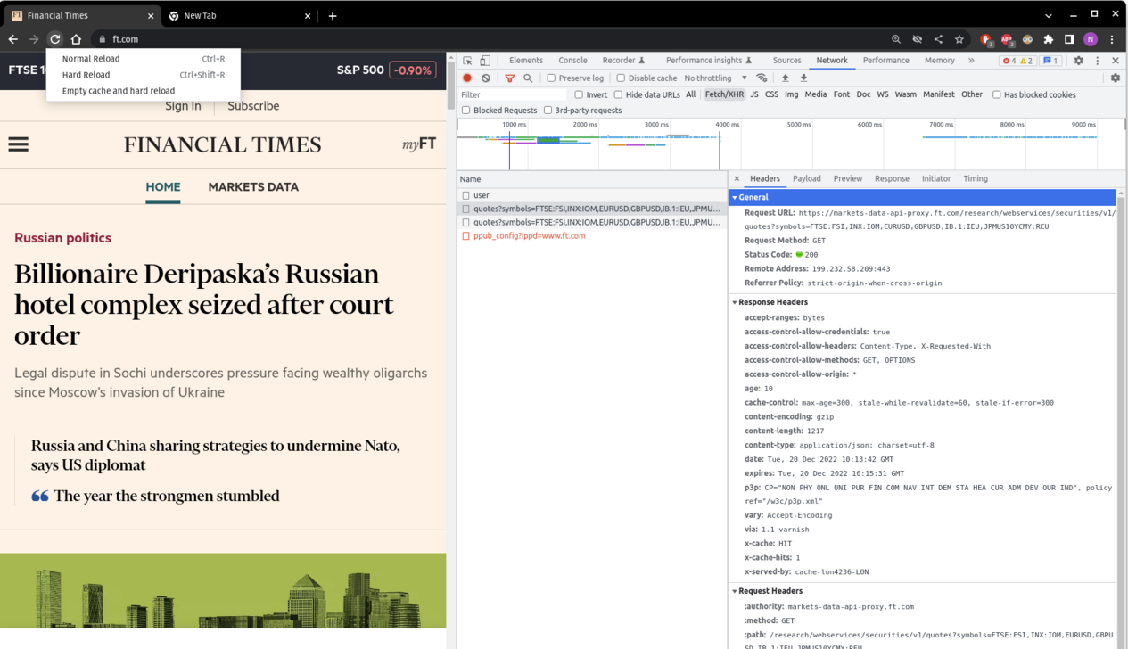 FT Chrome Devtools screenshot